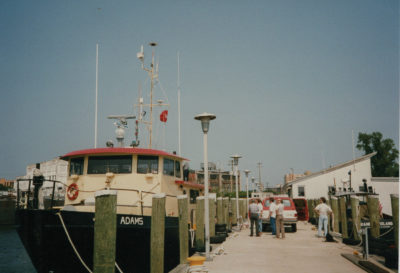Survey Vessel Adams Ready To Sail On RTK Test Circa 1990 400x273