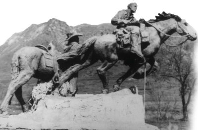 Pony Express The Changing Of Mounts At A Relay Station Erected At This Is The Place Park In Salt Lake Lake City UT